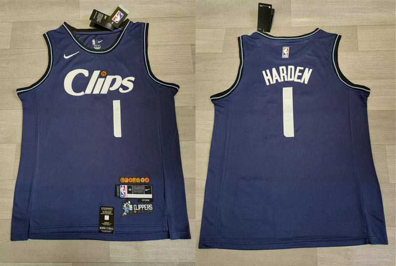 Clippers 1 James Harden Navy Nike 2023-24 City Edition Swingman Jersey->los angeles clippers->NBA Jersey